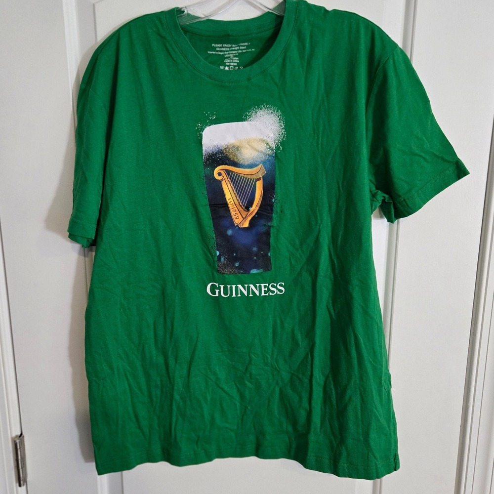 Guinness Beer T Shirt XL Green Draught Stout Graphic Shamrock St Patrick's Day